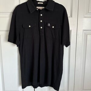 Penguin by Munsingwear Mens Medium Black Polo Pocket Golf Hipster Preppy